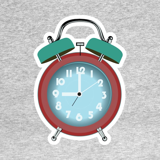 Table Alarm Clock Sticker vector illustration. Home interior object icon concept. Alarm clock for wake-up on time concept. Timmer alarm clock sticker design logo icon. by AlviStudio